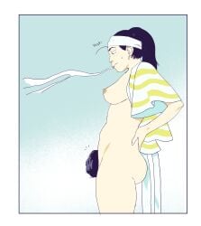 bandana breasts cigarette dildo female goat_fella hairy_pussy masturbation mostly_nude_female pubic_hair