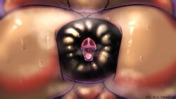 16:9 anal anal_head_gulp anal_vore anus ass big_anus big_butt bodily_fluids brent_(n0rdbara) brown_body digital_media_(artwork) domestic_pig duo fatbludragon fur hi_res huge_anus huge_butt hyper hyper_anus male male/male mammal markings mephitid open_mouth pig pink_body pink_skin puffy_anus skunk suid suine sus_(pig) sweat teeth text vore widescreen
