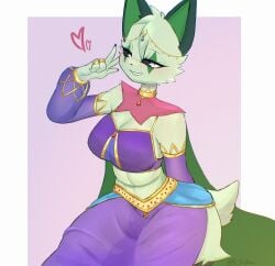1female 1girl 1girls 2025 2025s 2d 2d_(artwork) 2d_artwork absurd_res absurdres anthro anthro_female anthrofied bare_arms bare_shoulders belly_button belly_dancer belly_dancer_outfit bikini bikini_top black_eyes black_sclera blue_eyes blush bra bracelet breasts collar critters_(poppy_playtime) dancer_outfit dancer_sky dancing_costume digital_art digital_drawing digital_drawing_(artwork) digital_media digital_media_(artwork) digital_painting digital_painting_(artwork) domestic_cat ear_piercing earrings felid feline felis female female_anthro female_focus female_only fur furry furry_female game_freak gesture green_body green_fur green_hair green_inner_ear green_tail hair hand_gesture harem_outfit heart heart_symbol hi_res ivy_(ki_kidrew) ki_kidrew looking_at_viewer mammal maskless_meowscarada meowscarada metal_collar midriff mob_entertainment mob_games navel nintendo oc peace_sign pokémon_(species) pokemon pokemon_(anime) pokemon_(creature) pokemon_(franchise) pokemon_(game) pokemon_(species) pokemorph poppy_playtime poppy_playtime_(chapter_3) pupils purple_loincloth shantae shantae_and_the_pirate's_curse short_hair simple_background sitting sky_(shantae) smile smiling smiling_at_viewer smiling_critters solo solo_female solo_focus tagme tail teeth thick_thighs thigh_ring thighs v_sign video_games white_eyes white_pupils
