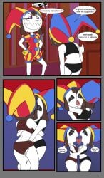 comic evil_pomni hands_under_clothes kissing making_out pomni_(the_amazing_digital_circus) selfcest the_amazing_digital_circus tongue_kiss tongue_touching_another's_tongue yuri