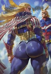 all_might ass ass_focus blonde_hair boku_no_hero_academia cathleen_bate fat_ass muscle_mommy muscular muscular_female muscular_male my_hero_academia shexyo star_and_stripe_(my_hero_academia) thick_thighs thighs toshinori_yagi