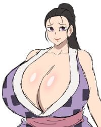 1girls 2d 2d_(artwork) 2d_artwork alternate_breast_size arms_down big_breasts black_hair black_hair_female breasts breasts_bigger_than_head clothing demon_slayer digital_drawing_(artwork) digital_media_(artwork) female female_focus female_only flat_colors hinatsuru_(kimetsu_no_yaiba) human human_female japanese japanese_clothes japanese_female kimetsu_no_yaiba large_breasts light-skinned_female light_skin looking_at_viewer momiji_(artist) mommy_milkers ponytail purple_eyes red_lips revealing_clothes simple_background smile smiling smiling_at_viewer solo solo_female solo_focus white_background wife