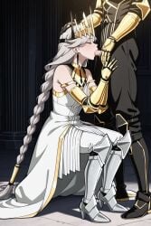 blowjob ia_generated queen_(to_be_hero_x) to_be_hero_x white_hair