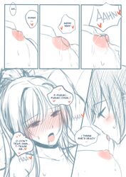 2girls blush breast_sucking breasts drooling english female fubuki_(kantai_collection) hinagi_(fox_priest) kantai_collection licking long_hair multiple_girls nipple_licking nipples open_mouth yamato_(kantai_collection) yuri