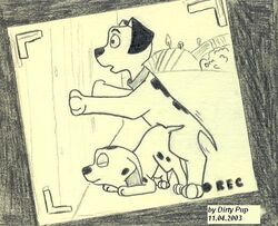 101_dalmatians 2003 cadpig canine dirty_pup disney dog feral fur gay lucky_(101_dalmatians) male mammal monochrome nude sex sketch tagme yaoi