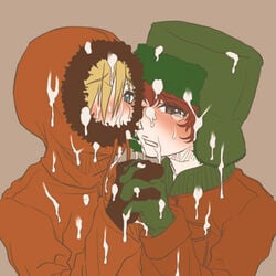 2boys blonde_hair clothed cum cum_on_clothes gay hat hoodie inui_hiroshi kenny_mccormick kyle_broflovski male male_only red_hair south_park yaoi