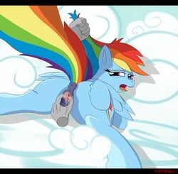 equine friendship_is_magic horse looking_at_viewer my_little_pony pegasus pony pussy rainbow_dash_(mlp) spreading straight_hair tiarawhy vaginal_penetration wings