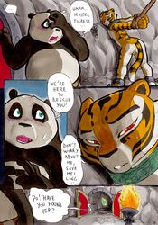 anthro ass better_late_than_never blush collar comic daigaijin dialogue english_text feline fur furry green_eyes kung_fu_panda master_po_ping master_tigress nude page_98 panda pussy red_eyes sweat text tiger