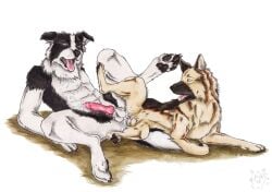 2018 anal anal_orgasm anal_sex animal_genitalia animal_penis anthro anthro_on_feral anthro_penetrated artist_logo balls black_body black_fur black_nose black_pawpads blue_eyes bodily_fluids border_collie canid canine canine_genitalia canine_penis canis collie cum cum_on_self dated domestic_dog duo ejaculation erection fangs feral feral_penetrating feral_penetrating_anthro fur genital_fluids genitals german_shepherd hands-free herding_dog knotting kola_(artist) logo male male/male male_penetrated male_penetrating male_penetrating_male mammal nude open_mouth orgasm pastoral_dog pawpads penetration penile penile_penetration penis penis_in_ass pink_tongue red_penis sex sheepdog simple_background spread_legs spreading tan_balls tan_body tan_fur teeth tongue tongue_out white_background white_balls white_body white_fur yellow_eyes zoophilia