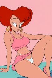cameltoe female goof_troop high_heels high_resolution knee_up legs_spread milf peg_pete sitting skirt thong upskirt