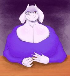 anthro anthro_only big_breasts boob_window cheating cheating_female cheating_whore cheating_wife cleavage cleavage_cutout color colored furry furry_female glasses horny horny_female huge_breasts hyper hyper_breasts imminent_sex infidelity marriage_ring olozva toriel undertale undertale_(series) visible_areolae visible_nipples wedding_ring