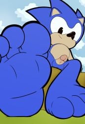 4_toes absurd_res anthro balls barefoot classic_sonic cute feet first_person_view foot_fetish foot_focus foot_play genitals hi_res junio_sonic low-angle_view male male_only nude penis sega sokz solo sonic_(series) sonic_the_hedgehog sonic_the_hedgehog_(series) toei_sonic toes