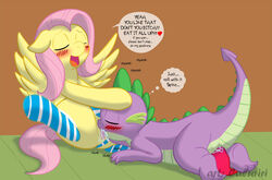 anal anal_sex blush caluriri cunnilingus dildo dildo_sitting duo equine female feral fluttershy_(mlp) friendship_is_magic hair horse insertion mammal my_little_pony open_mouth oral oral_sex pegasus penetration pink_hair pony pussy pussy_juice sex sex_toy spike_(mlp) vaginal_penetration wings