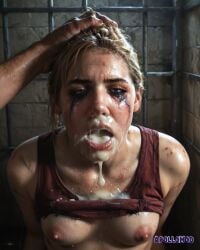 after_fellatio after_oral after_rape ai_generated apollomod beaten blonde_female blonde_hair blonde_hair blush blush bruise bruised captured cry cum cum_drip cum_dripping cum_dripping_down_chin cum_dripping_from_mouth cum_in_mouth cum_in_nose cum_on_chest cum_on_clothes cum_on_face dark-skinned_male defeat defeated dirty drooling elena_fisher exposed_breasts furrowed_brow gokkun hair_strand hair_up half-closed_eyes head_grab humiliated interracial medium_breasts nipples peril prison prison_cell prisoner ruined_makeup running_makeup running_mascara runny_makeup sweat sweating tank_top tank_top_lift tanktop tears uncharted wince