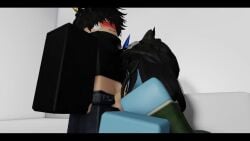 2023 3d animated ban_rr34 black_hair blue_horns blue_nipples blue_skin bluedevil bluey_(bluedevil) cat_ears catboy collaboration demon demon_girl demon_horns fellatio female horns long_ears long_hair looking_away male male/female mp4 oni roblox robloxian sex tagme video