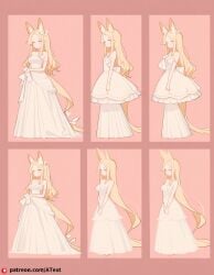 ai_generated flashing_her_tits flushed_cheeks large_breasts model_sheet seia_(blue_archive) wedding_dress white_dress