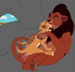 4_toes balls cave claws cum cum_inside disney feline feral furry hindpaw hyenafur kissing pawpads paws scar scar_(the_lion_king) sex the_lion_king toes vitani