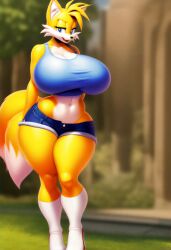 ai_generated big_breasts huge_breasts rule_63 sonic_(series) sonic_the_hedgehog_(series) tails tails_the_fox tailsko