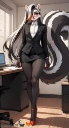 1boy ai_generated blush eyes femboy hair heels high larger_male lipstick looking_at_viewer one over skunk thick_thighs