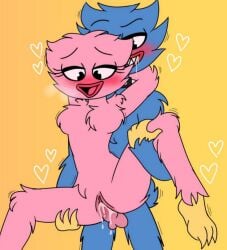 both_blushing collar cum_in_pussy drooling fluffy_chest holding_legs_up huggy_wuggy kissy_missy poppy_playtime toys xskullart