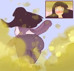 ass black_hair blush carafalsa dark_hair fart fart_fetish female huge_ass hyuuga_hinata milf naruto naruto_(series) pink_eyes thick_thighs upskirt