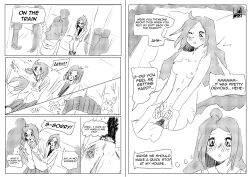 accidental_exposure clothed comic comic_page english english_text glasses hot_wheels lidipon long_hair trans_woman transfem yuri