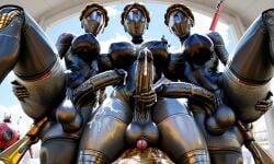 3futas ai_generated atomic_heart big_penis cum futanari robot_girl the_twins_(atomic_heart) thick_thighs