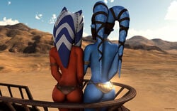 2012 2girls 3d aayla_secura ahsoka_tano alien armlet ass bikini breasts clone_wars dat_ass female female_only jedi jedi_master jedi_padawan kondaspeter large_breasts lekku metal_bikini multiple_girls no_bra slave_ahsoka slave_bikini star_wars tatooine the_clone_wars:_season_four togruta topless twi'lek yuri