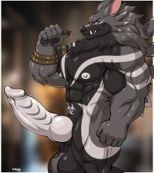 1boy 2020s 2025 5_fingers abs absurd_res accessories_only accessory animal_genitalia animal_penis anthro anthro_male anthro_only arm_down arm_markings arm_straps arm_up armpit_peek athletic athletic_male balls beckoning beefy biceps big_balls big_biceps big_ears big_muscles big_penis biohazard_symbol biohazard_tattoo black_balls black_claws black_countershading black_legs black_nose black_paws black_pubes black_snout black_tuft blurred_background body_markings breastplate buff canid canid_humanoid canine cheek_tuft chest_markings chest_tuft claws clenched_fist closed_smile collarbone comission completely_nude completely_nude_anthro completely_nude_male confident countershade_arms countershade_balls countershade_legs countershade_penis countershade_snout countershade_torso countershading digital_media_(artwork) ear ear_piercing ears_up elbow_tuft erect_nipples erect_penis erection eye_markings facial_expression facial_markings fangs fingers fit fit_male fur furry furry_focus furry_male furry_only genitalia genitals glistening_knot glistening_penis grey_arms grey_ears grey_hands grey_head grey_sheath grey_tuft hand_down hand_up hands huge_cock humanoid inviting inviting_to_sex inviting_viewer knot knotted_penis large_muscles large_penis long_penis looking_at_viewer male male_focus male_only muscular muscular_anthro muscular_arms muscular_male navel neck_tuft nipples no_tail nose nose_markings nostrils nude nude_anthro nude_male open_eyes orange_eyes pecs penis piercing pointing pointing_at_self pointing_with_thumb presenting presenting_penis proud pubic_tattoo raised_arm seductive seductive_look sheath solo solo_male standing teeth throbbing throbbing_penis tridark watermark white_border white_markings white_nipples white_penis white_tattoo