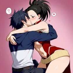 ai_generated couple crossover fairy_tail female gray_fullbuster male my_hero_academia yaoyorozu_momo