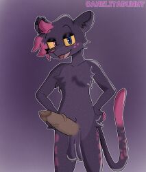 anthro bad_anatomy black_fur canelitabunny erection keto_(ketofur) open_mouth smiling