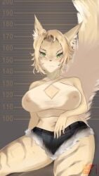 alternate_version_at_source cat_ears female female_only fur furry green_eyes huge_breasts kemono pulchra_(zenless_zone_zero) pulchra_fellini tail thick_thighs thighs wide_hips zenless_zone_zero