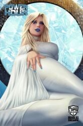 ass ass_focus black_ops_publishing blonde_female blonde_hair blue_eyes blue_lipstick breasts bubble_butt comic comic_cover dat_ass emma_frost female female_only grabbing_ass grabbing_own_ass large_breasts laying_down looking_at_viewer marvel marvel_comics milf power_hour sideboob sidney_pereira thick_thighs white_queen wide_hips x-men