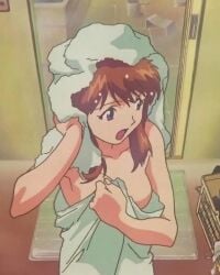 asuka_langley_sohryu blue_eyes bosom breasts breasts convenient_censoring convenient_censorship getting_out_of_shower neon_genesis_evangelion red_hair shower towel towel_on_head towel_wrap