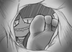 dipseli324 feet foot_fetish giantess inside_sock insole macro micro needlemouse_(series) pov sarah_henderson_(needlemouse) sketch sweaty_feet toes uncolored