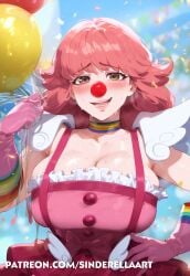 ace_attorney ai_generated balloon balloons big_breasts birthday birthday_party breasts_bigger_than_head busty cleavage clown clown_girl commission female geiru_toneido gyakuten_saiban huge_breasts large_breasts party patreon patreon_url patreon_username pawg public sinderellaart sweat thick voluptuous voluptuous_female