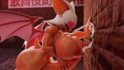 big_breasts big_penis cum cumming futanari hand_on_wall huge_breasts huge_cock neenbeanmachine rouge_the_bat sonic_(series) sonic_the_hedgehog_(series)