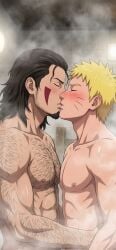 ai_generated body_hair boruto:_naruto_next_generations gay kiba_inuzuka kissing naruto naruto_(series) naruto_uzumaki shower
