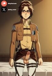 ai_generated attack_on_titan big_breasts big_penis cock colored dick fluids futanari futanari/female hange_zoe hanji_zoe light_skin penis sexy sexy_body sexy_pose shingeki_no_kyojin testicles