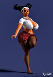 1girls 3d 3d_(artwork) alternate_breast_size belly black_hair brown_eyes cleavage covered_nipples curvy dark-skinned_female dark_skin female front-tie_top full_body huge_breasts lily_hawk midriff native_american native_american_female navel no_bra pantyhose plaid_skirt red_skirt ryu4life sagging_breasts schoolgirl skirt solo standing_on_one_leg street_fighter street_fighter_6 thick_thighs