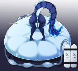 air_inflation ass ass_focus asshole bbw belly_expansion big_belly dragon dragon_girl dragon_tail expansion furry hyper_belly inflation inflation_girl kemonomimi monster monster_girl purple_body purple_skin sbbw ssbbw vagina yumi_mi