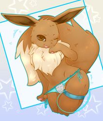 anthro clue000 clue_(artist) eevee fur furry furry_ears furry_tail panties pokemon solo tail