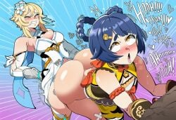 1futa 1girls ai_generated ass big_ass big_breasts big_penis blonde_hair breasts duo female futa_on_female futanari genshin_impact hoyoverse huge_ass intersex light-skinned_female light-skinned_futa lumine_(genshin_impact) moaning mullon novelai penis rolling_eyes sex thick_thighs voluptuous voluptuous_futa wide_hips xiangling_(genshin_impact)