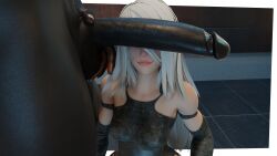 1boy 1boy1girl 1girls 3d android android_girl blender cant_see_the_haters dark-skinned_male dark_skin female female fisherman_2020 interracial light-skinned_female light_skin long_hair male nier nier:_automata nier_(series) robot robot_girl smile smiling white_hair yorha_a2