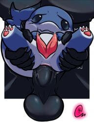 2_penises balls big_dom_small_sub big_penis black_body blue_body bodily_fluids confusion deep_penetration dominant dripping duo fish genital_fluids genitals holding_up jeff_the_land_shark kakau221 leaking_precum leg_grab male male/male marine marvel marvel_rivals multi_genitalia multi_penis muscular muscular_male penetration penis precum precum_drip sex shaking shark size_difference smaller_male spread_legs spreading tail tears trembling venom_(marvel)