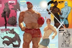 carlos_oliveira chris_redfield leon_scott_kennedy male male_only resident_evil seansketches speedo