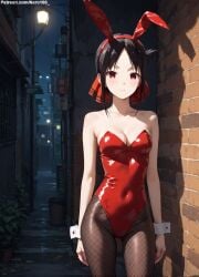 1girls 2d ai_generated areolae armpit bare_arms bare_legs bare_shoulders belly black_hair breasts bunny_ears bunny_girl bunnysuit chest cleavage curvy curvy_figure cute cute_face defeated detailed eyelashes eyeshadow female female_only fishnets fit fit_female focus grey_hair hair high_quality kaguya-sama_wa_kokurasetai_~tensai-tachi_no_renai_zunousen~ legs leotard light-skinned_female light_skin lips lipstick looking_at_viewer makeup mascara medium_breasts nervous outdoors pale-skinned_female pale_skin perky_breasts petite petite_body playboy_bunny posing public red_eyes scared scared_expression seductive seductive_look shinomiya_kaguya shy sidelocks slim_girl slim_waist stable_diffusion tagme teenager thighs thin_waist young