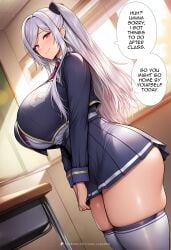 ai_generated alexia_midgar big_ass big_breasts big_butt big_thighs caption classroom dialogue dialogue_bubble female female_only hi_res highres huge_ass huge_breasts huge_butt huge_thighs indoor indoors kage_no_jitsuryokusha_ni_naritakute! looking_at_viewer school school_uniform schoolgirl skirt smile smiling smiling_at_viewer standing text text_bubble the_eminence_in_shadow thick thick_ass thick_thighs tight_clothing twintails twintails_(hairstyle) vanillaramen voluptuous voluptuous_female wide_hips