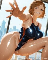 1girls ai_generated anime breasts breasts brown_eyes brown_hair eyes fit jujutsu_kaisen kugisaki_nobara nobara_kugisaki nsfw stickyai
