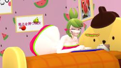ass_exposed ass_focus ass_jiggle ass_showing big_ass big_ass_(female) big_ass_cheeks big_booty big_butt big_butt_(female) book booty_shorts bubble_ass bubble_ass_(female) bubble_butt bubble_butt_(female) butt_crack clothes giggling heart kaibernation looking_at_viewer manga_(object) melony_(smg4) pencil pompompurin smg4 winking_at_viewer
